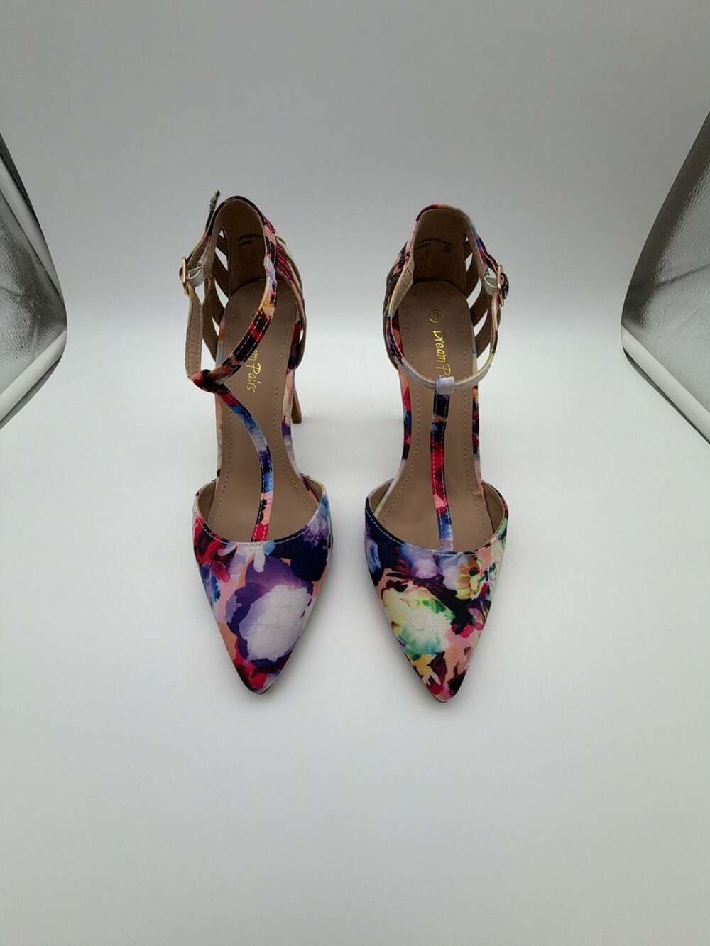 Dream Pairs Women's Floral Pointed Toe T-Strap Stiletto Heels Size 9